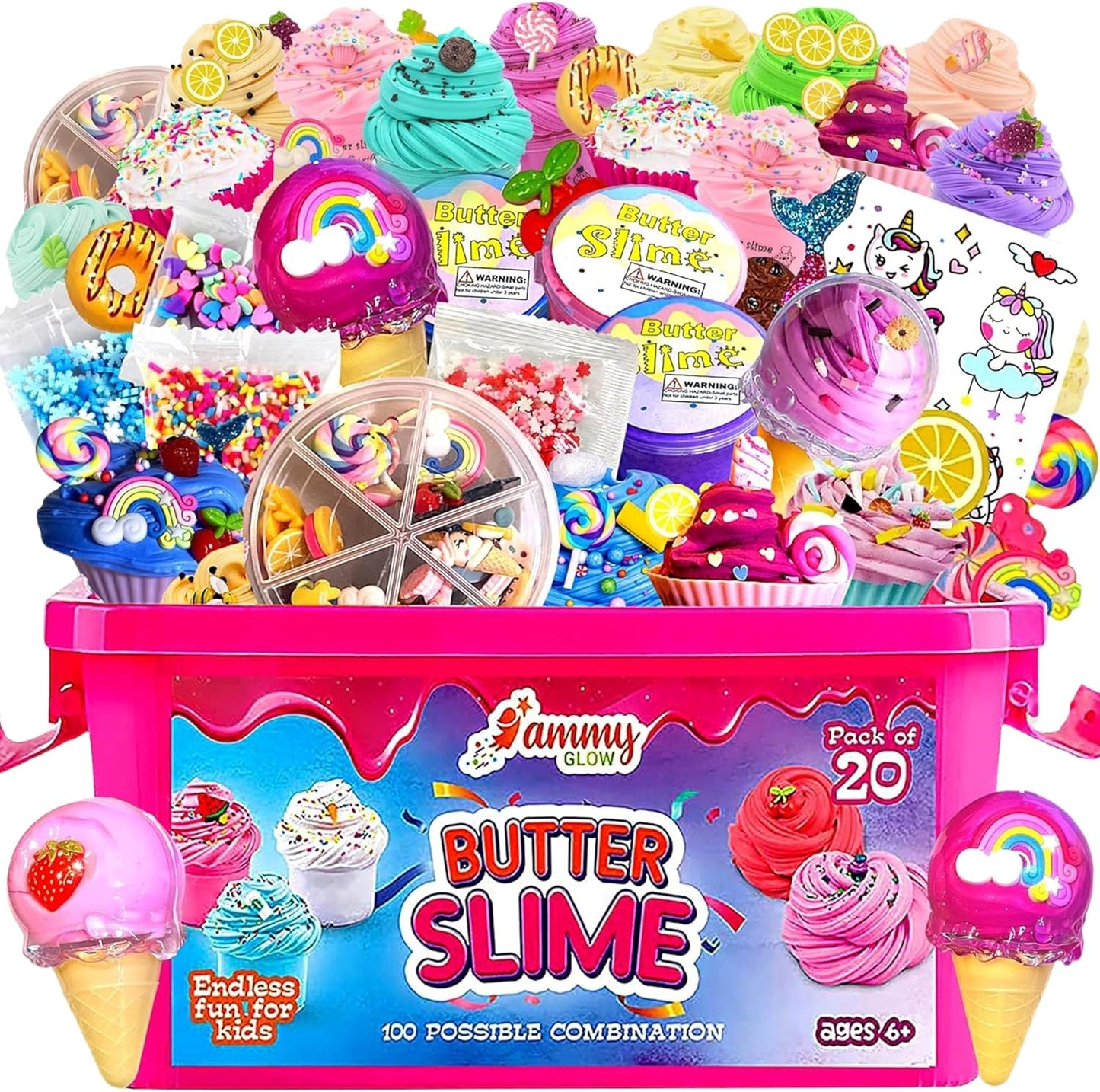 Skiennix Jumbo Butter Slime Kit - 49 Pcs of Colorful Slimes & Accessories for Ages 8-12 | Non-Toxic, Sensory Fun