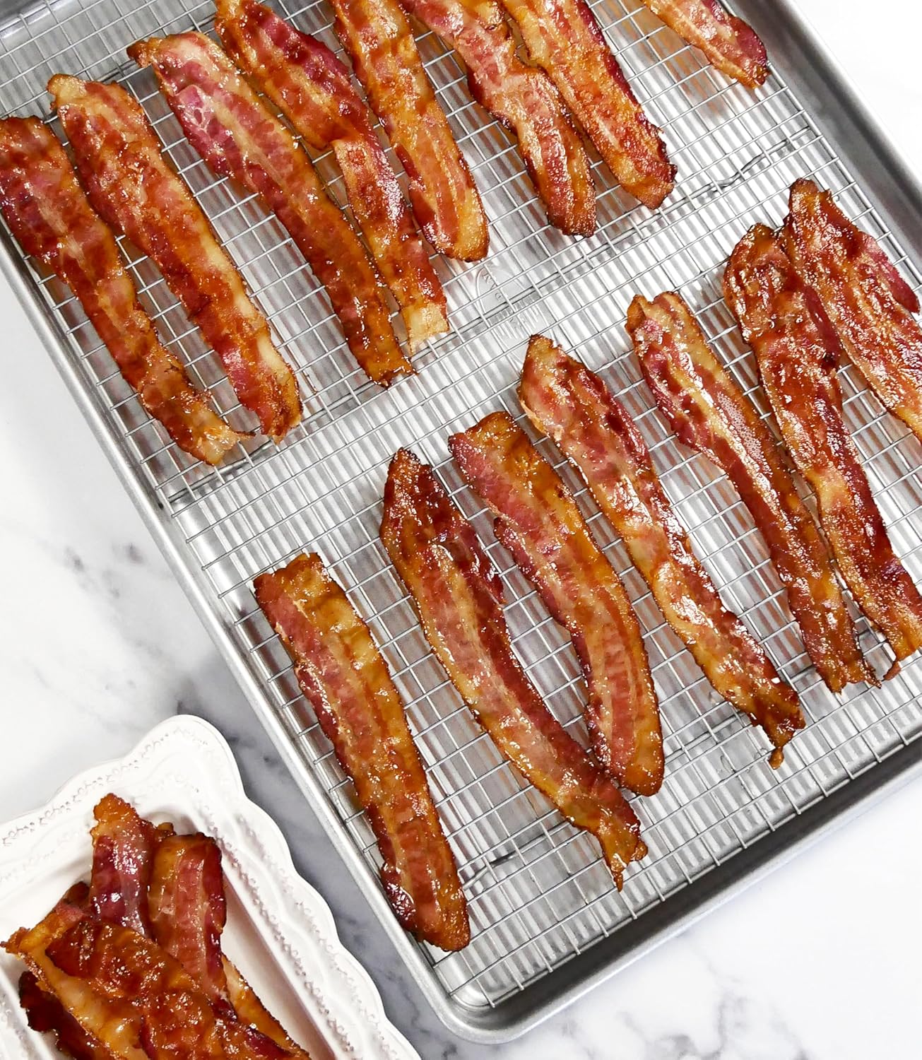 USA Pan Extra Large Baking Sheet Pan Set - Nonstick Bakeable Cooling Rack | XL Metal Design