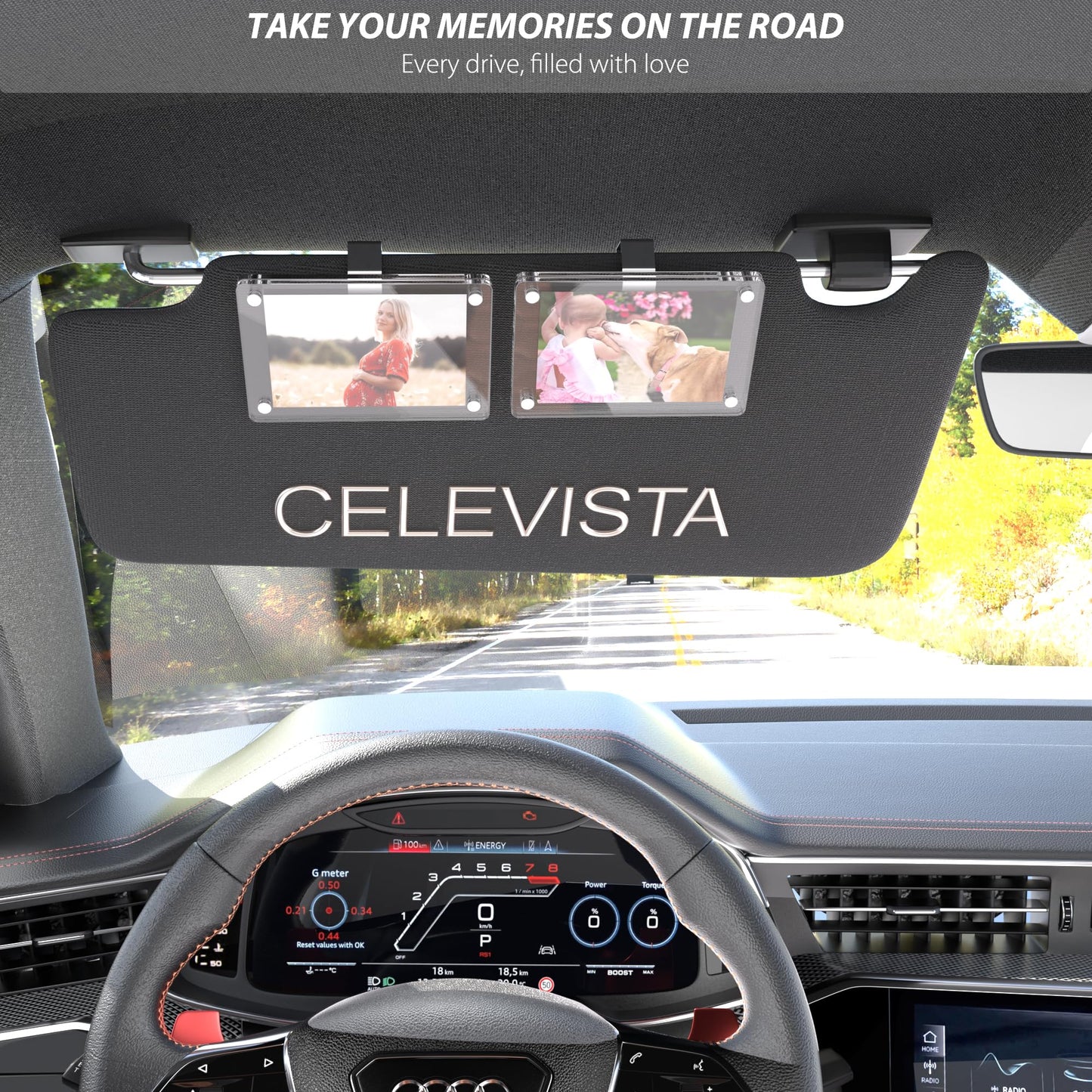 CeleVista 2Pcs Car Picture Holder, Acrylic Magnetic Car Visor Photo Clip, Personalized Car Photo Holder Picture Frame for Adding Family or Personal Photos, Car Accessories Gift