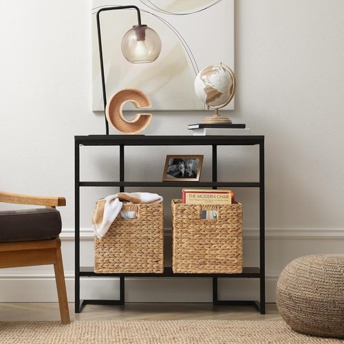 Casafield Storage Baskets - 12" x 12" Natural Water Hyacinth Organizers | Set of 4 Collapsible Bins for Home