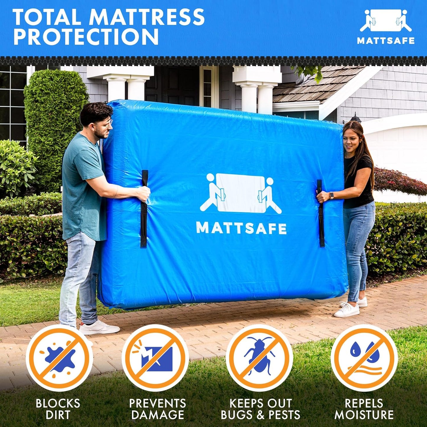 Nordic Elk Mattress Bags - Heavy Duty Moving & Storage Solution | Queen Size with 8 Sturdy Handles & Strong Zipper