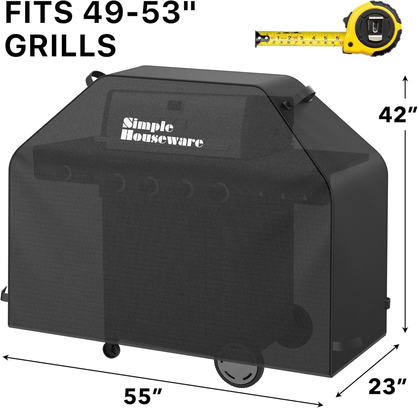 Simple Houseware Heavy-Duty BBQ Gas Grill Cover - 55 in. Waterproof & Weather-Resistant 600D Polyester