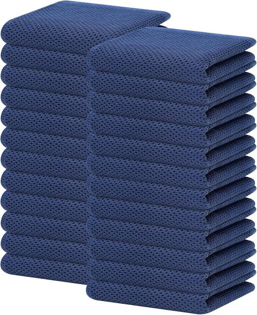 Homaxy 100% Cotton Waffle Weave Kitchen Dish Towels - Ultra Soft & Absorbent | 13 x 28 Inches, Navy Blue, 24-Pack