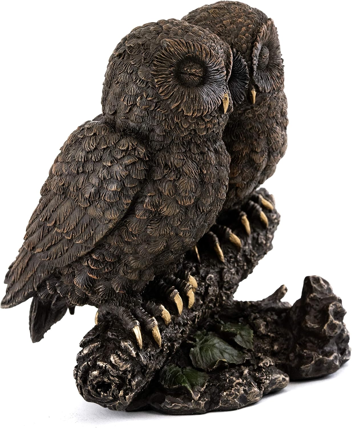 Top Collection Owl Lovers Statue on Tree Branch - Sleeping Great Horned Owl Sculpture in Premium Cold Cast Bronze- 5-Inch Collectible Animal Figurine