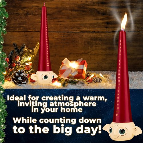 Harry Potter Advent Calendar 2025 - Tapered Unscented Candles & Holder | Snitch Dobby Room Decor
