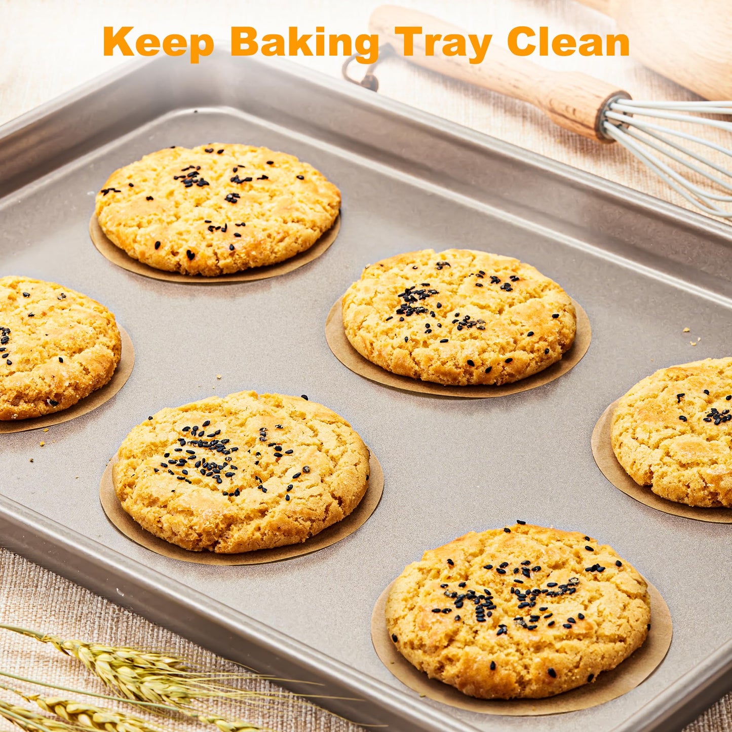 SMARTAKE 200 Pcs Unbleached Parchment Paper Baking Sheets Round, 8 Inches Non-Stick Precut Baking Parchment, for Baking Grilling Air Fryer Steaming Bread Cup Cake Cookie and More