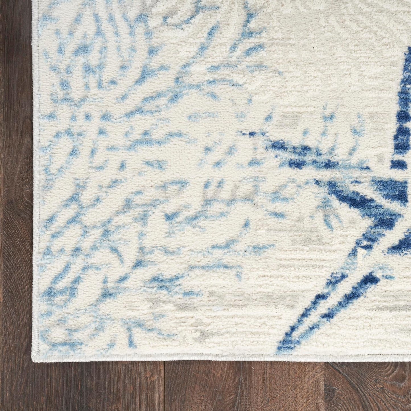 Nourison Home Pompeii Modern Ivory Grey Blue 5'3" x Square Area -Rug, Easy -Cleaning, Non Shedding, Bed Room, Living Room, Dining Room, Kitchen (5 Square)