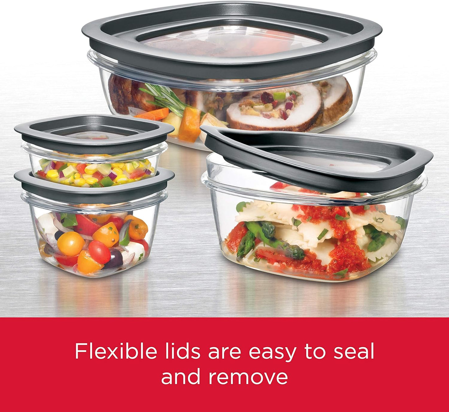 Rubbermaid Premier Food Storage Containers - 10-Piece Set | BPA-Free, Microwave & Dishwasher Safe, Grey