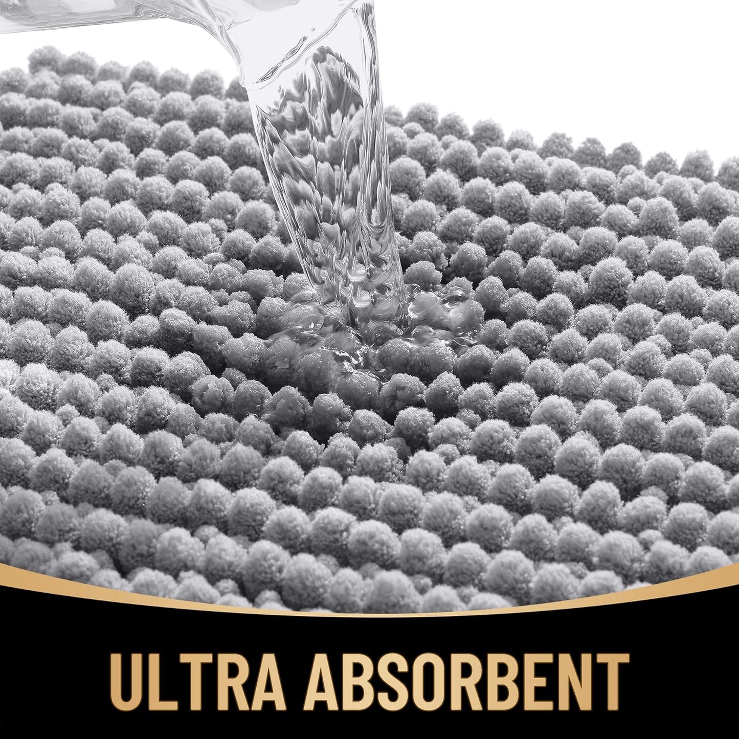 OLANLY Thick Bathroom Rugs - Extra Soft Chenille Bath Mats with Rubber Backing | 30x20 Grey