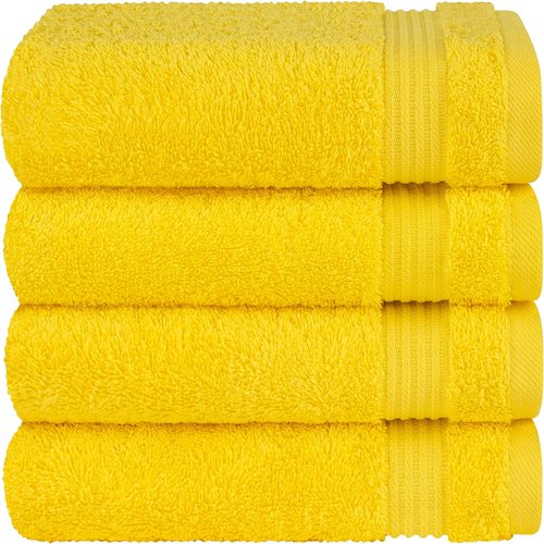 Cotton Paradise Hand Towels - 100% Turkish Cotton, Soft & Absorbent | 4-Piece Set in Yellow