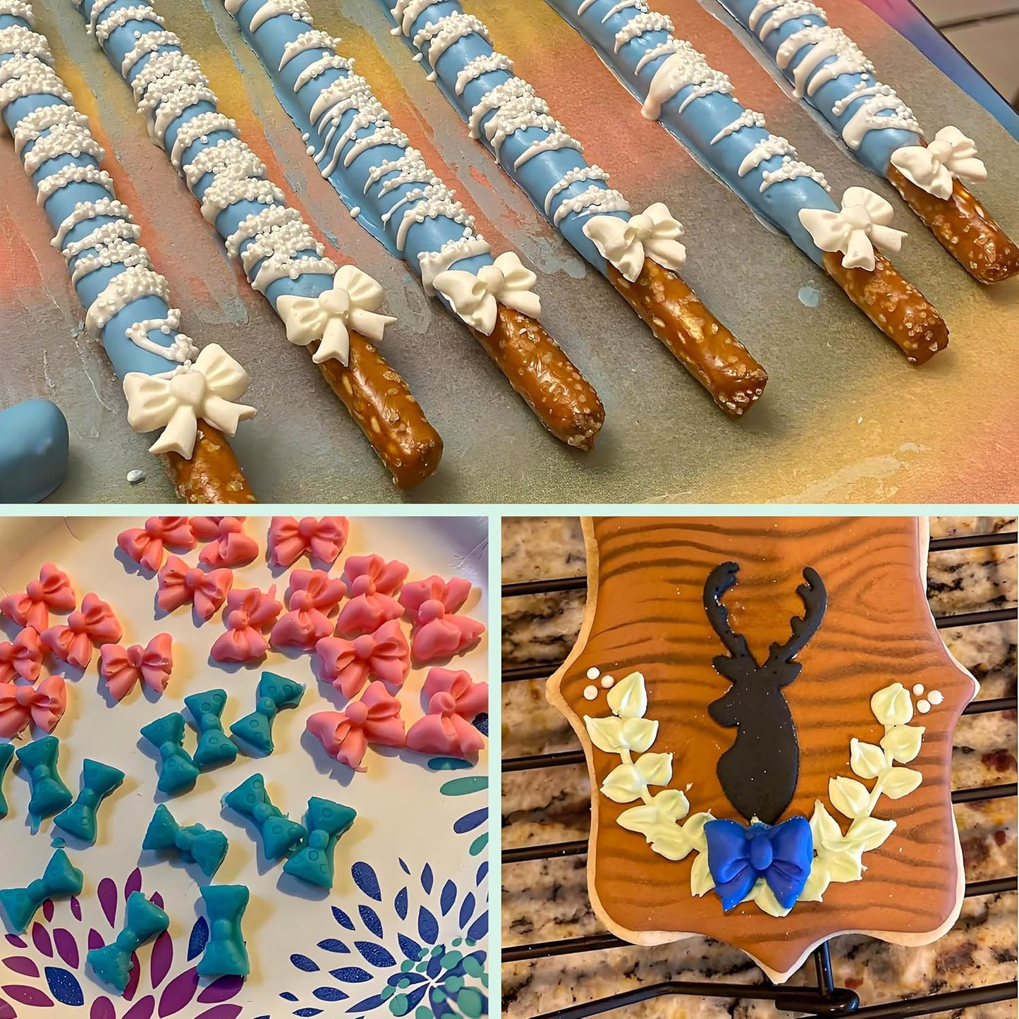 YunKo Silicone Fondant Molds - 8 Mini Bows for Cake Decorating | Chocolate & Candy Crafts