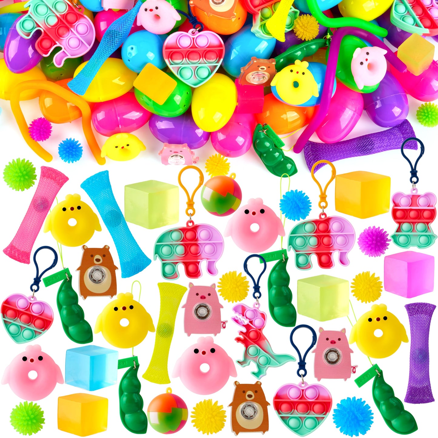 JOYIN 48Pcs Prefilled Easter Eggs with Assorted Toys, Filled Easter Eggs, Easter Egg Hunt, Easter Basket Stuffers for Toddler