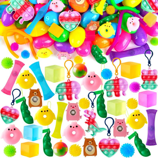 JOYIN 48Pcs Prefilled Easter Eggs with Assorted Toys, Filled Easter Eggs, Easter Egg Hunt, Easter Basket Stuffers for Toddler
