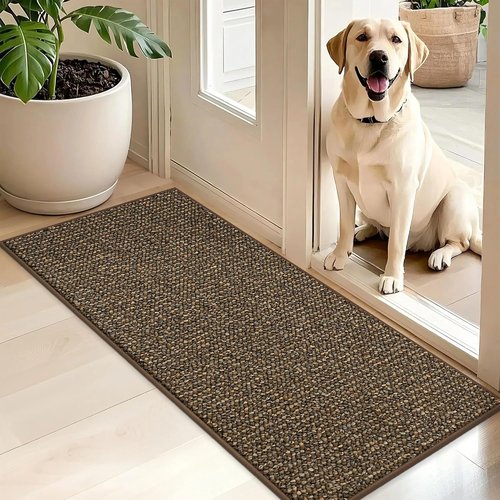 BEQHAUSE Dirt Trapper Door Mat - Non-Slip, Washable, Dirt Resistant | 20" x 48", Brown for Entryway