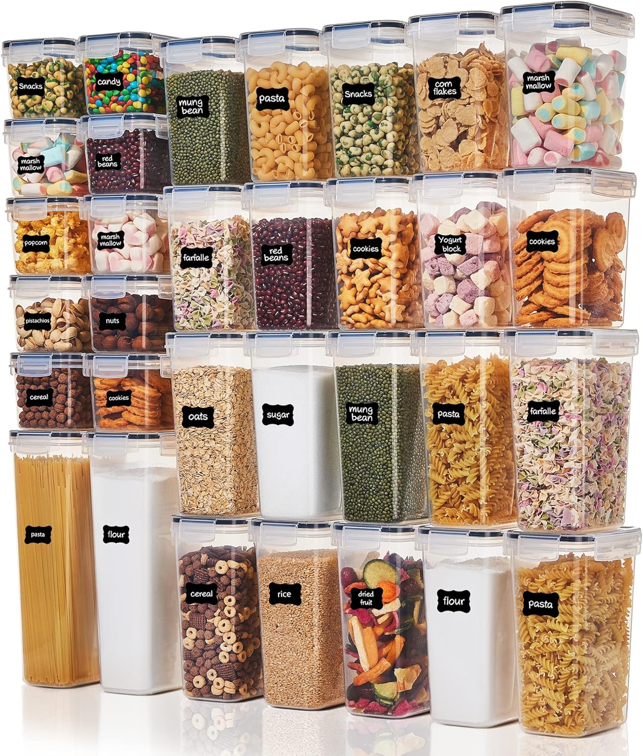 Vtopmart 32-Piece Airtight Food Storage Container Set - BPA-Free Plastic Canisters with Lids for Cereal, Flour & Sugar