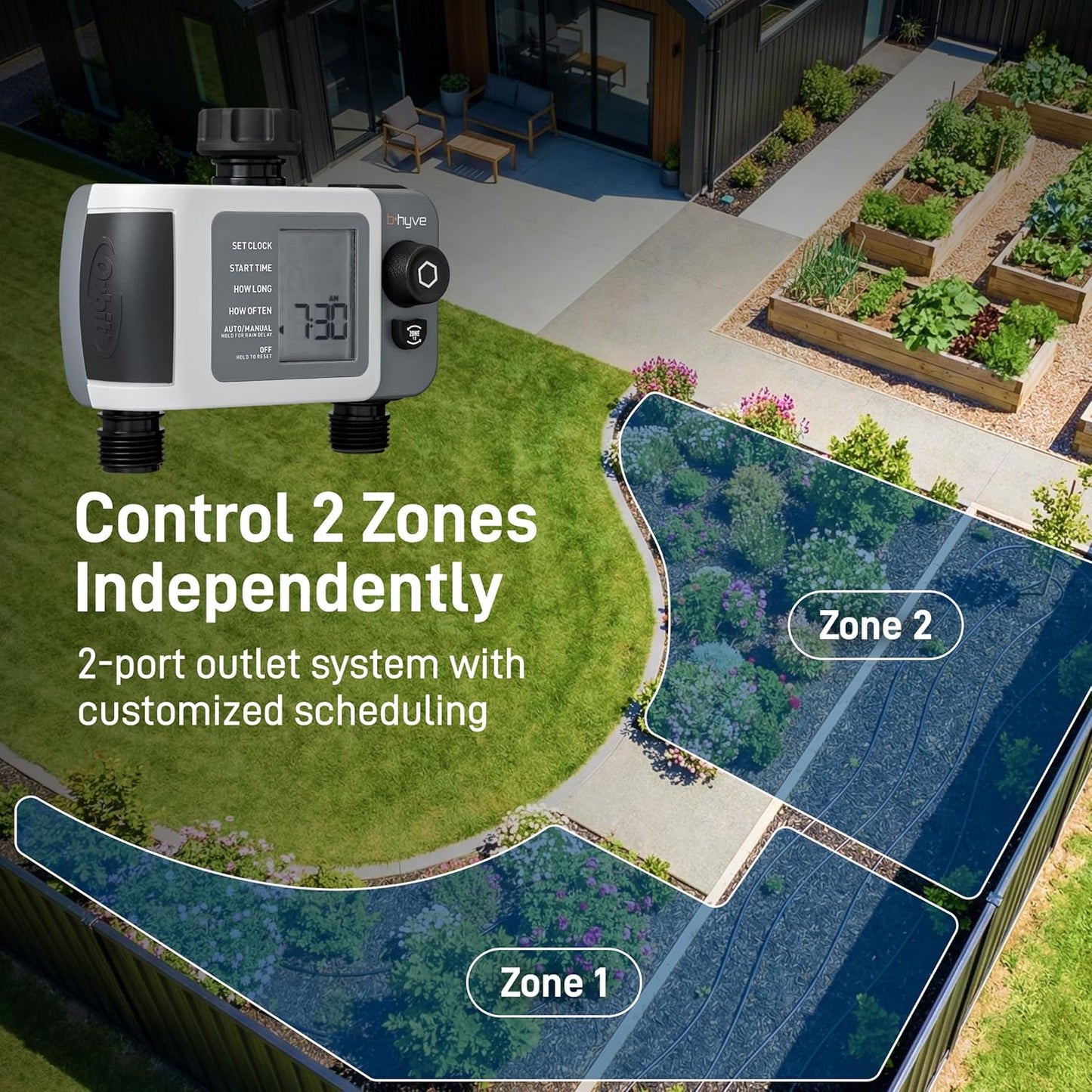 Orbit 24637 B-Hyve XD Smart Hose Watering Timer - Wi-Fi Hub, 2-Port for Efficient Watering