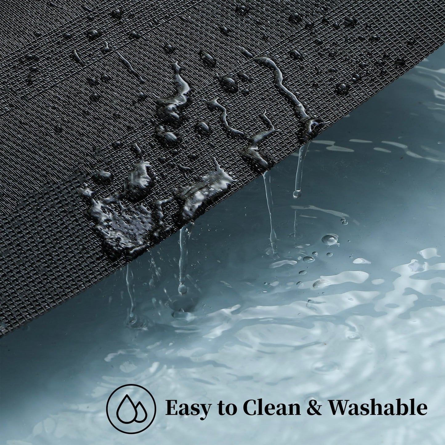 Leetaltree Black Frame Placemats Set of 24 - Heat Resistant Non-Slip Place mats for Dining Table, Washable Durable PVC Vinyl Woven Table Mats(Black Frame, 24)