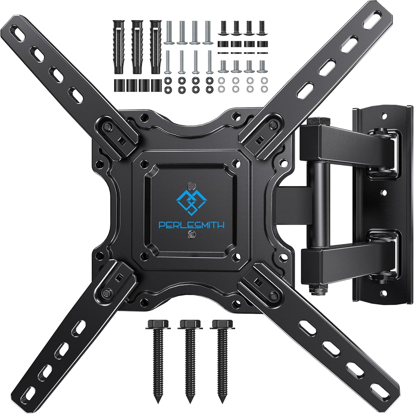 Perlesmith Full Motion TV Wall Mount - Fits 26-60 Inch Flat & Curved OLED TVs Up to 77lbs | Swivel, Tilt & Extend