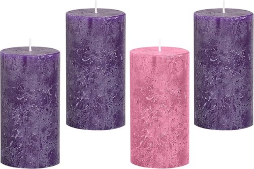 Advent Candle Set of 4 | Rustic Pillar Candles - Made in The USA for Advent Rings & Wreaths
