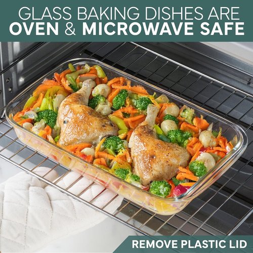 Cook With Color 8-Piece Deep Glass Baking Dish Set - Versatile Casserole & Food Storage Containers, Sage