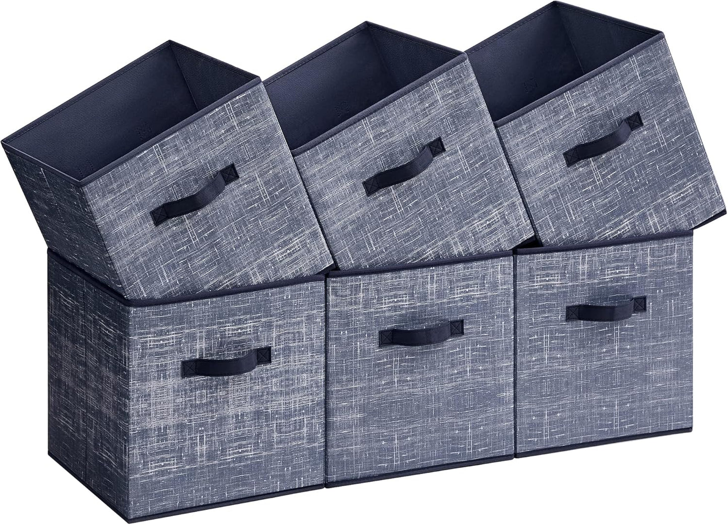 SONGMICS Storage Cubes - 13-Inch Foldable Non-Woven Fabric Bins with Double Handles | Set of 6 in Misty Blue