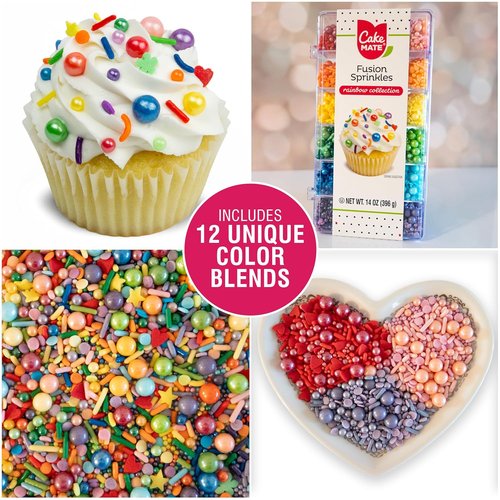 Cake Mate Rainbow Fusion Dessert Sprinkles - Assorted Colors & Shapes | 14oz Holiday Tacklebox