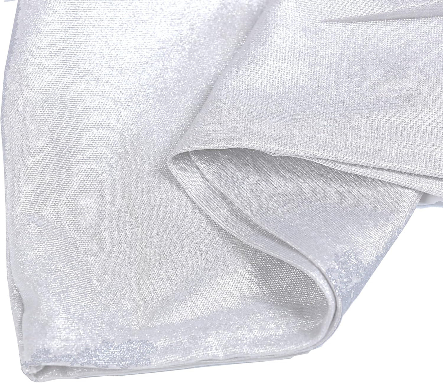 MDS Spandex Foil Chair Sashes - Universal Elastic Stretch Bands with Buckle for Weddings | Metallic Silver, Pack of 125