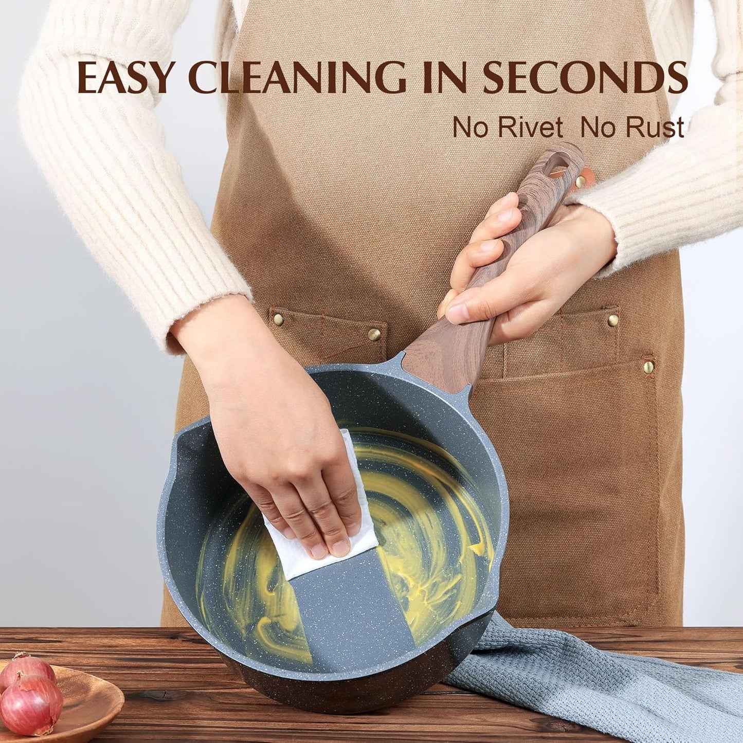 SENSARTE Nonstick Sauce Pan - 3.0 Quart Swiss Granite Coating | Induction Compatible with Lid