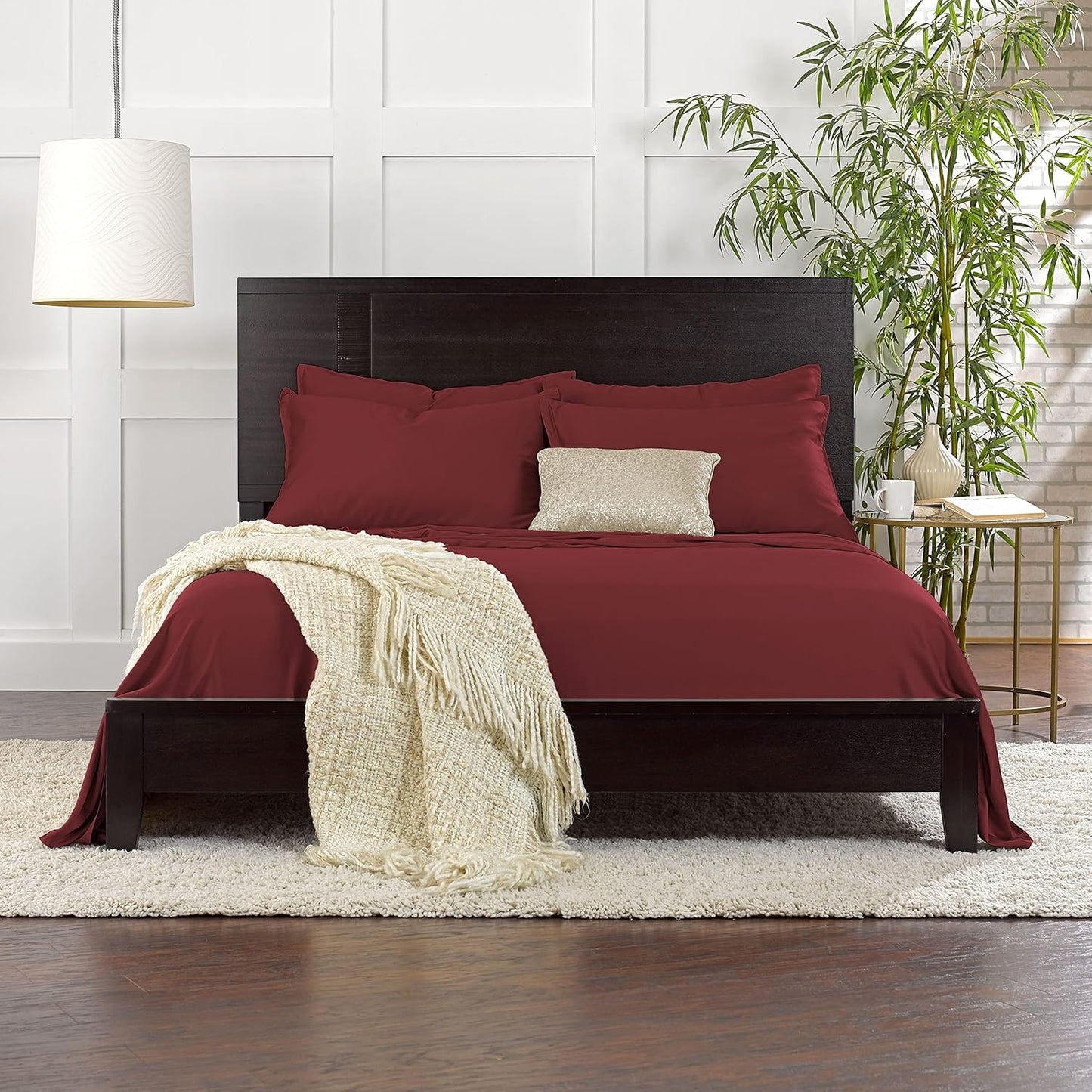 Pure Bamboo Queen Sheets - Luxuriously Soft 100% Organic Viscose Bed Sheet Set | Cooling Comfort in Merlot