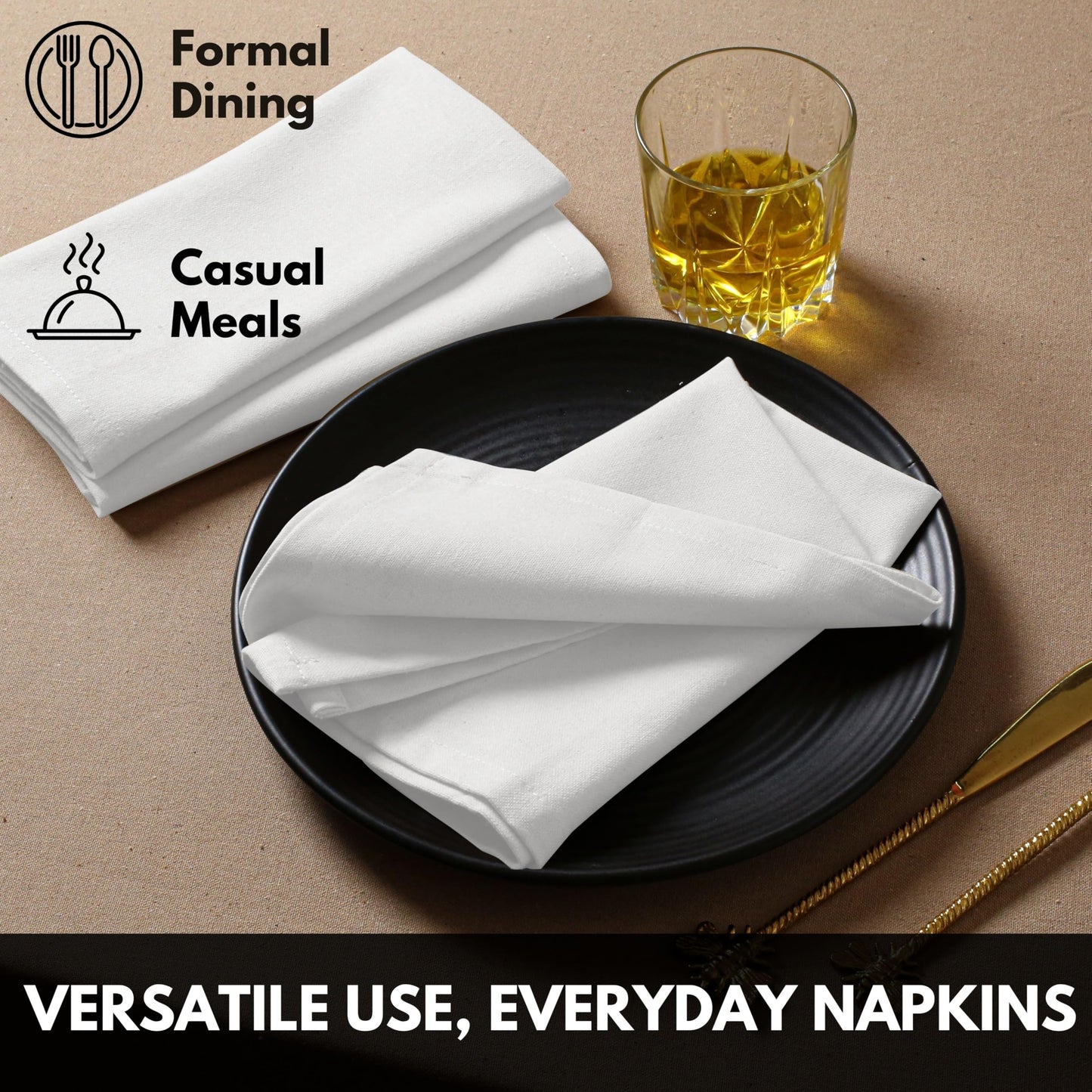Softopia Cotton Cloth Napkin 100% Cotton Set of 12 Decorative Washable Table Napkins for Dining, Home, Wedding, Banquet - White (17"x17")