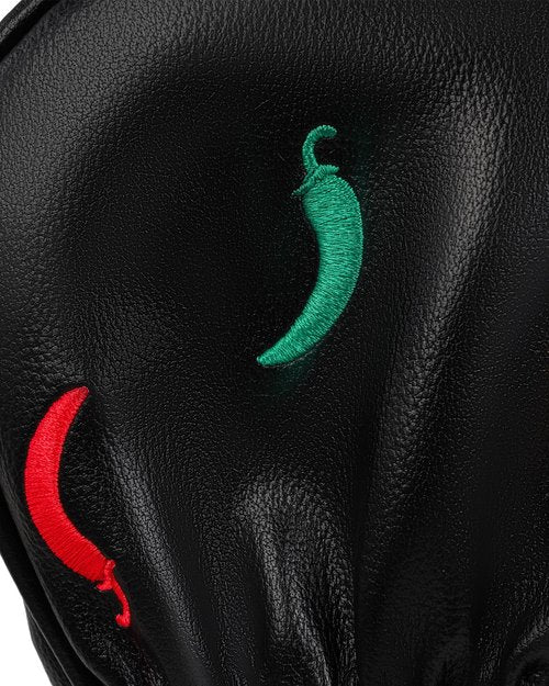 Golf Headcovers Golf Club Head Covers Chili Peppe - Mexico Style Premium Leather Driver Fairway(FW) Wood Hybrid(UT) with Number Tags Taco Fire Chili Sauce Pattern (Hybrid Head Cover)