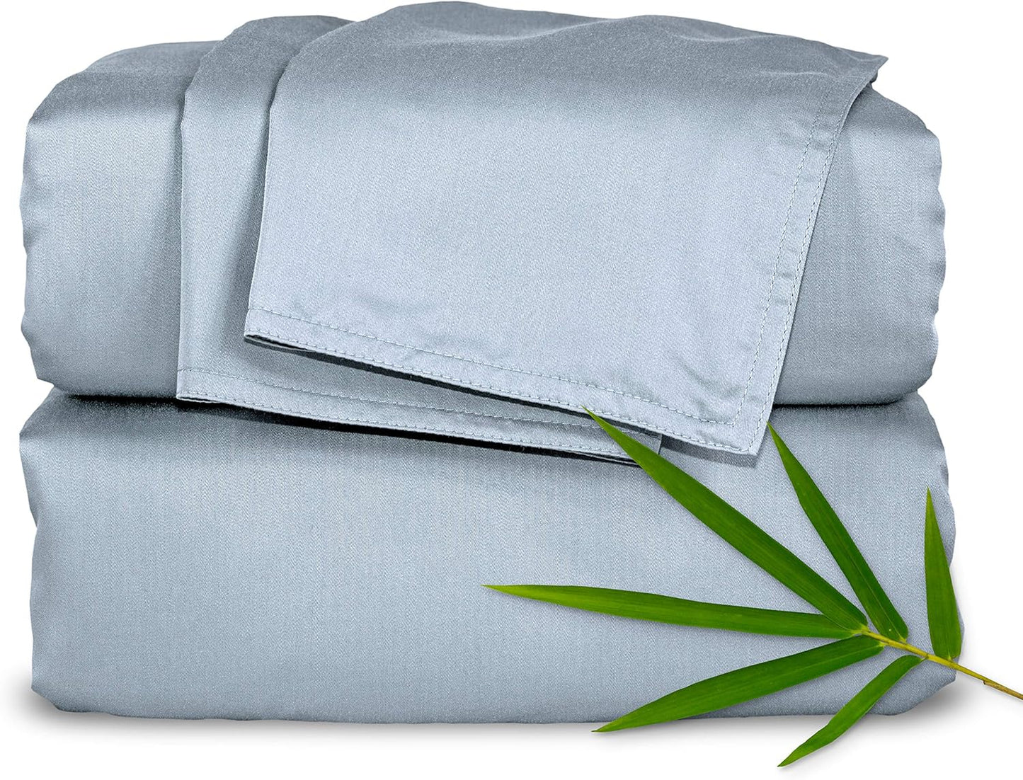 Pure Bamboo Short Queen Sheets - 100% Organic Viscose, Soft & Cooling Bed Set (60"x75") | 2-Year Quality Promise, Sterling Blue