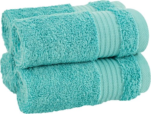 Cotton Paradise 100% Cotton Turkish Washcloth Set - Soft, Absorbent 4-Piece Towels in Turquoise