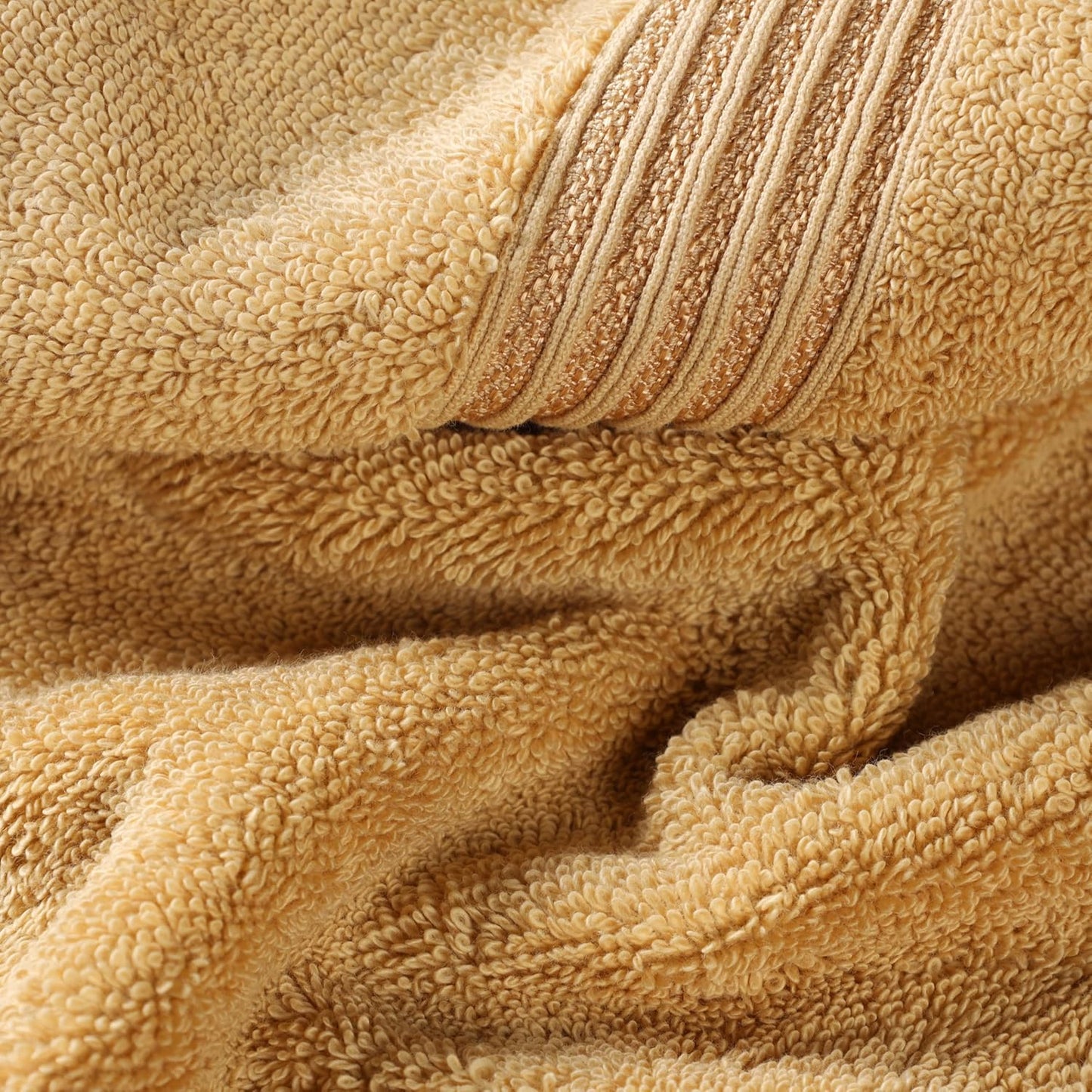 Superior Luxury Cotton Bath Towels - 6 Piece Premium Egyptian Cotton Set in Elegant Gold