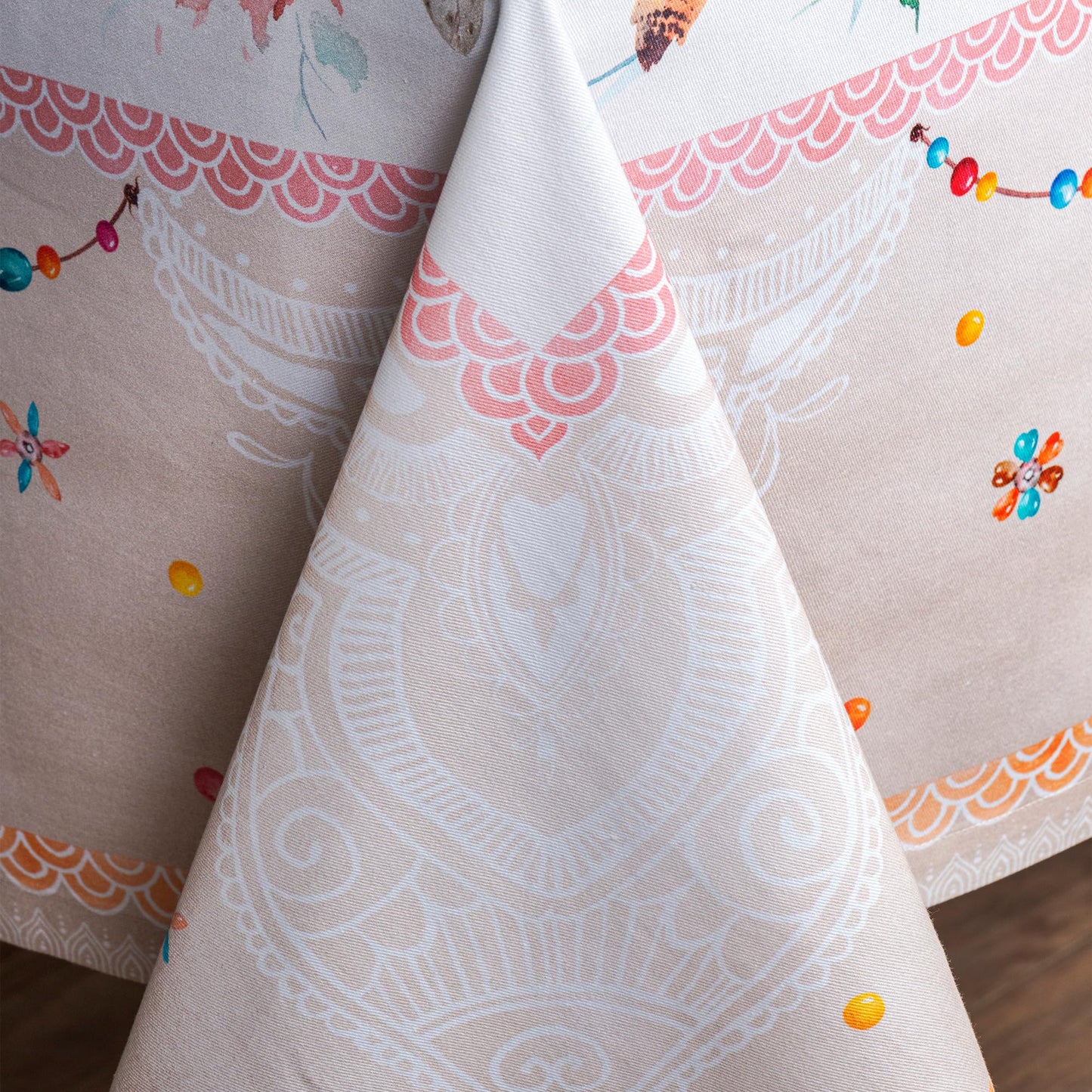 Maison d' Hermine Table Cloth Rectangle Table 100% Cotton 54 x 72 Inches Tablecloth Reusable Decorative for Dining Kitchen Room Farmhouse Home Gifts for Mothers Day Spring Summer - Ibiza - Beige