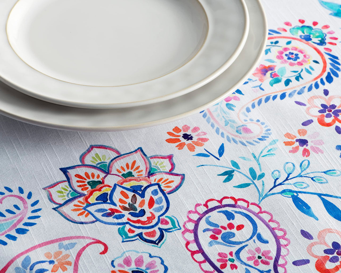 Maison d' Hermine Table Cloth Rectangle Table 100% Cotton 70 x 120 Inches Tablecloth Reusable Decorative for Dining Kitchen Room Farmhouse Home Gifts for Mothers Day Spring Summer - Indian Floral