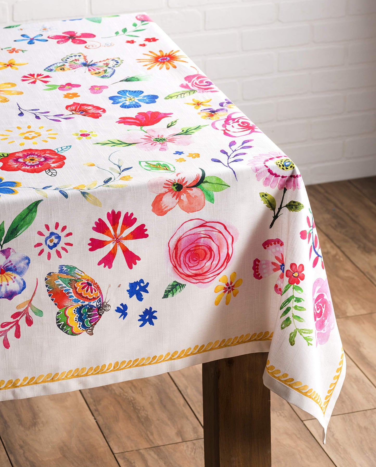 Maison d' Hermine Table Cloth Rectangle Table 100% Cotton 70 x 120 Inches Tablecloth Reusable Decorative for Dining Kitchen Farmhouse Home Gifts for Mothers Day Spring Summer- Happy Florals - Sweety