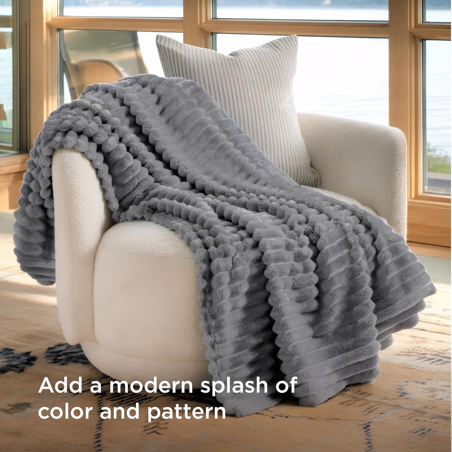 Bedsure GentleSoft Twin Blanket - Cozy Frost Gray Throw for Women & Girls, 66x90 Inches