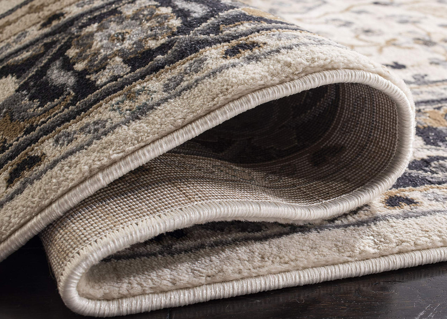 SAFAVIEH Lyndhurst Collection Runner Rug - 2'3" x 12', Cream & Navy, Traditional Oriental Design, Non-Shedding & Easy Care, Ideal for High Traffic Areas in Living Room, Bedroom (LNH334K)