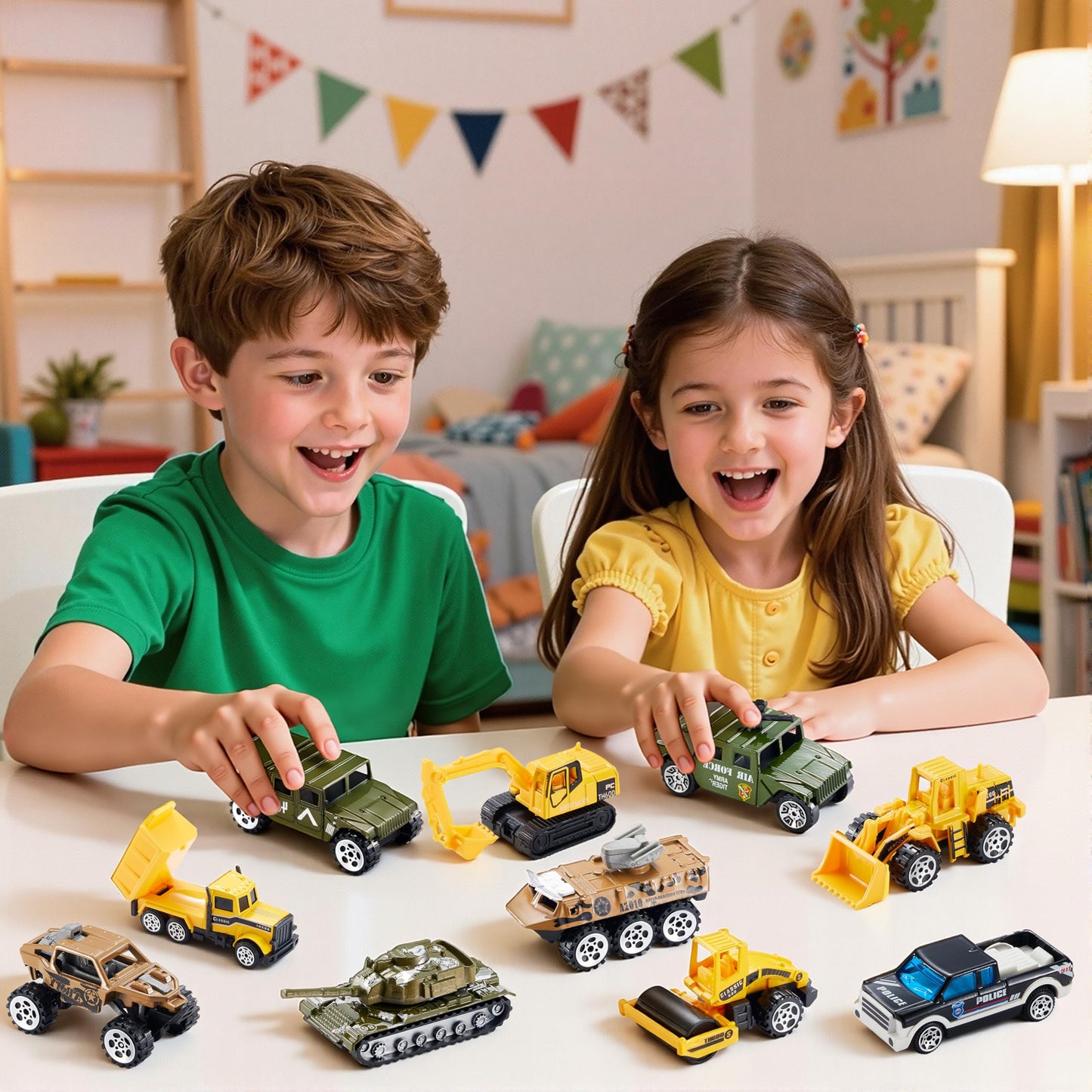 JOYIN 12 Pcs Prefilled Easter Eggs with Die-cast Vehicles, Basket Stuffers for Kids, City Cars and Trucks Toy for Easter Egg Hunt, Party Favors for Boys, Goodie Bag Fillers, Class Prize Supplies Gifts