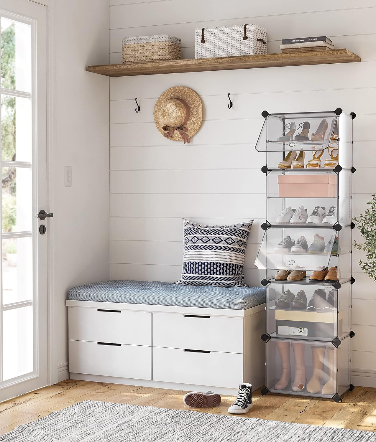 SONGMICS Shoe Rack - 10-Slot Storage Organizer with Doors | Portable Modular Design for Shoes & Accessories