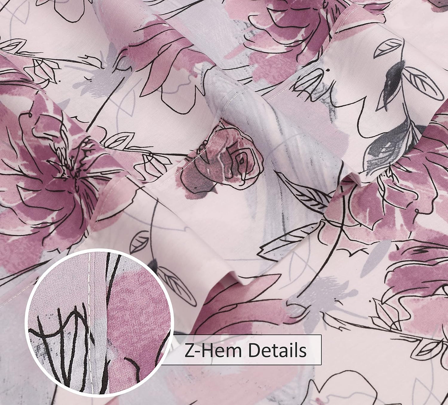 Ruvanti 100% Cotton Full Size Bed Sheet Set - Soft Lilac Floral Print | 4-Piece Cooling Bedding with Deep Pockets