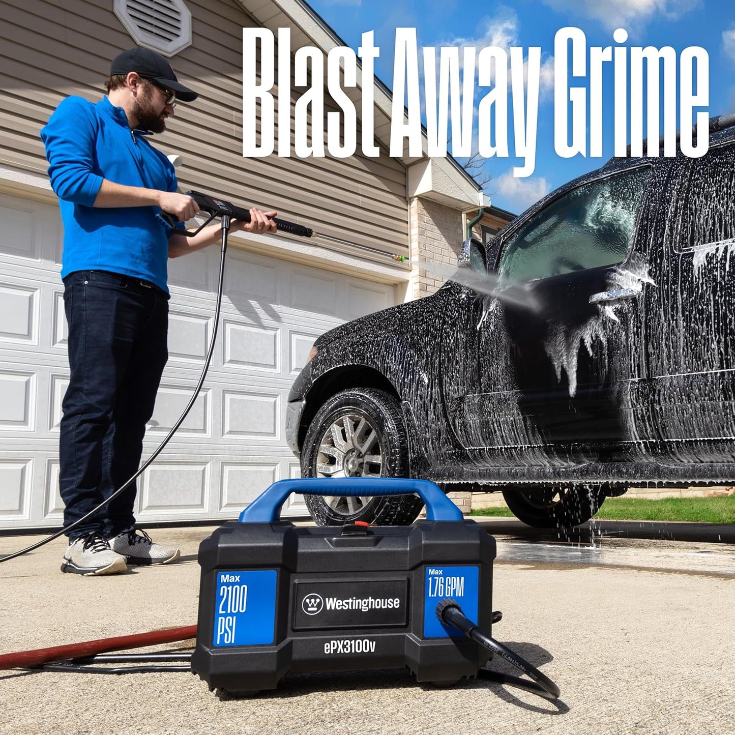 Westinghouse ePX3100v Electric Pressure Washer - 2100 PSI, 1.76 GPM, Foam Cannon & Steel Wand Included