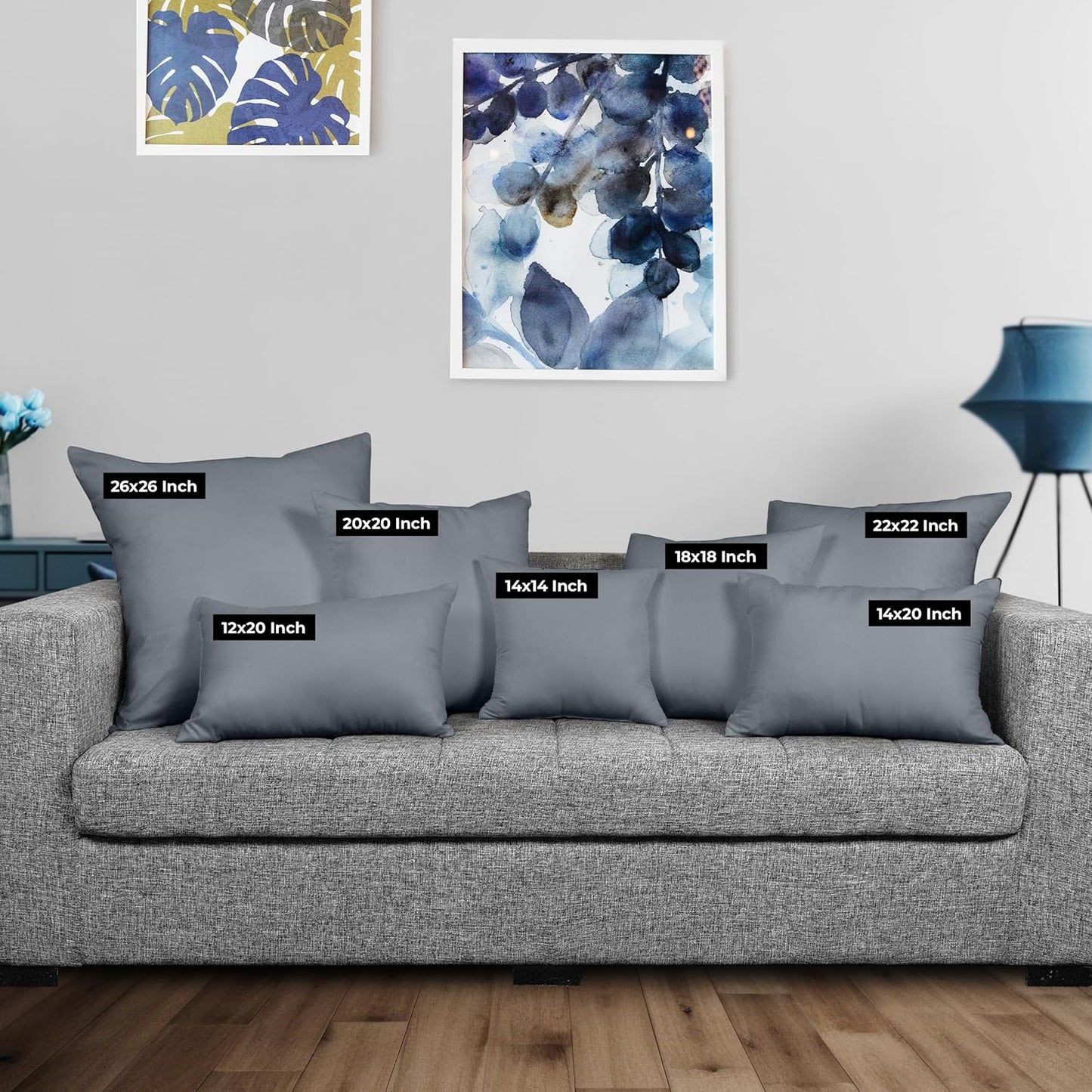 Utopia Bedding 12x20 Pillow Inserts - Set of 2 Grey Decorative Throw Pillows for Sofa & Couch - Soft & Fluffy Cushions