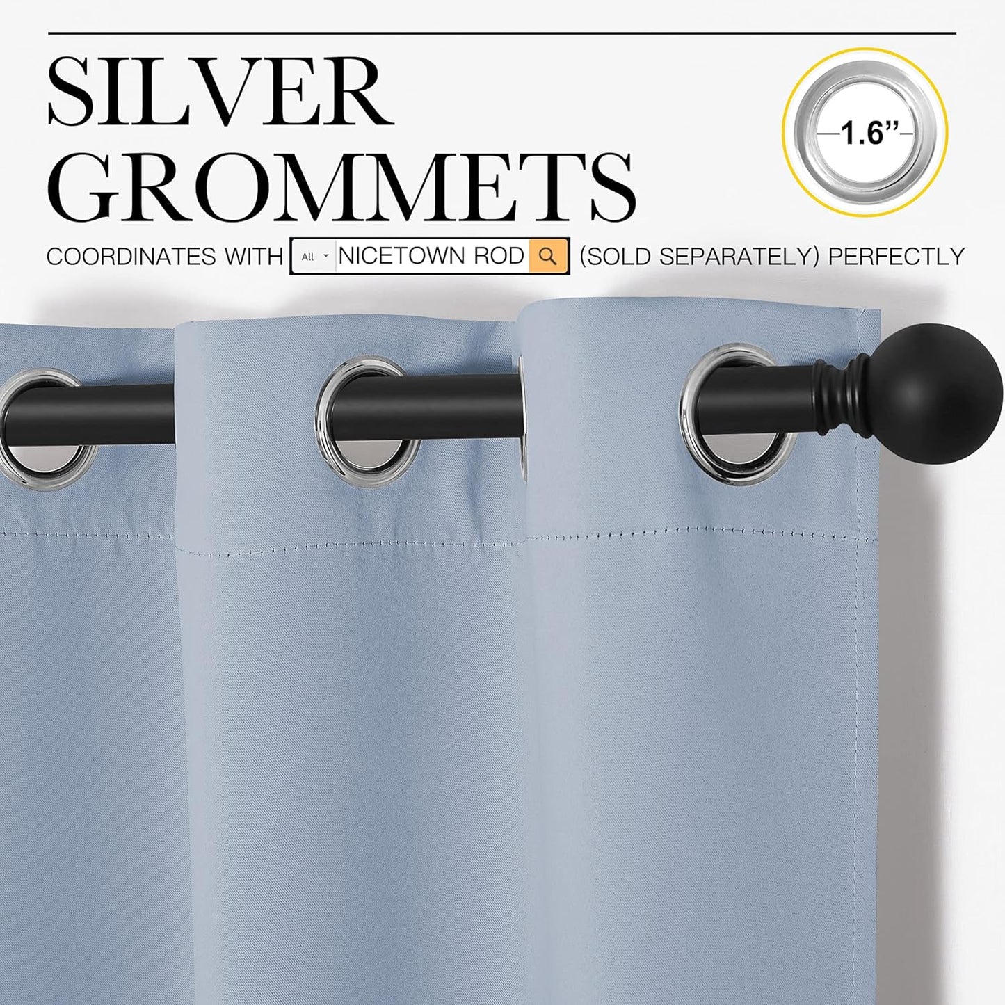 NICETOWN Blackout Curtains - Vintage Blue Thermal Insulated Drapes for Bedroom | 42" x 63" (1 Pair)