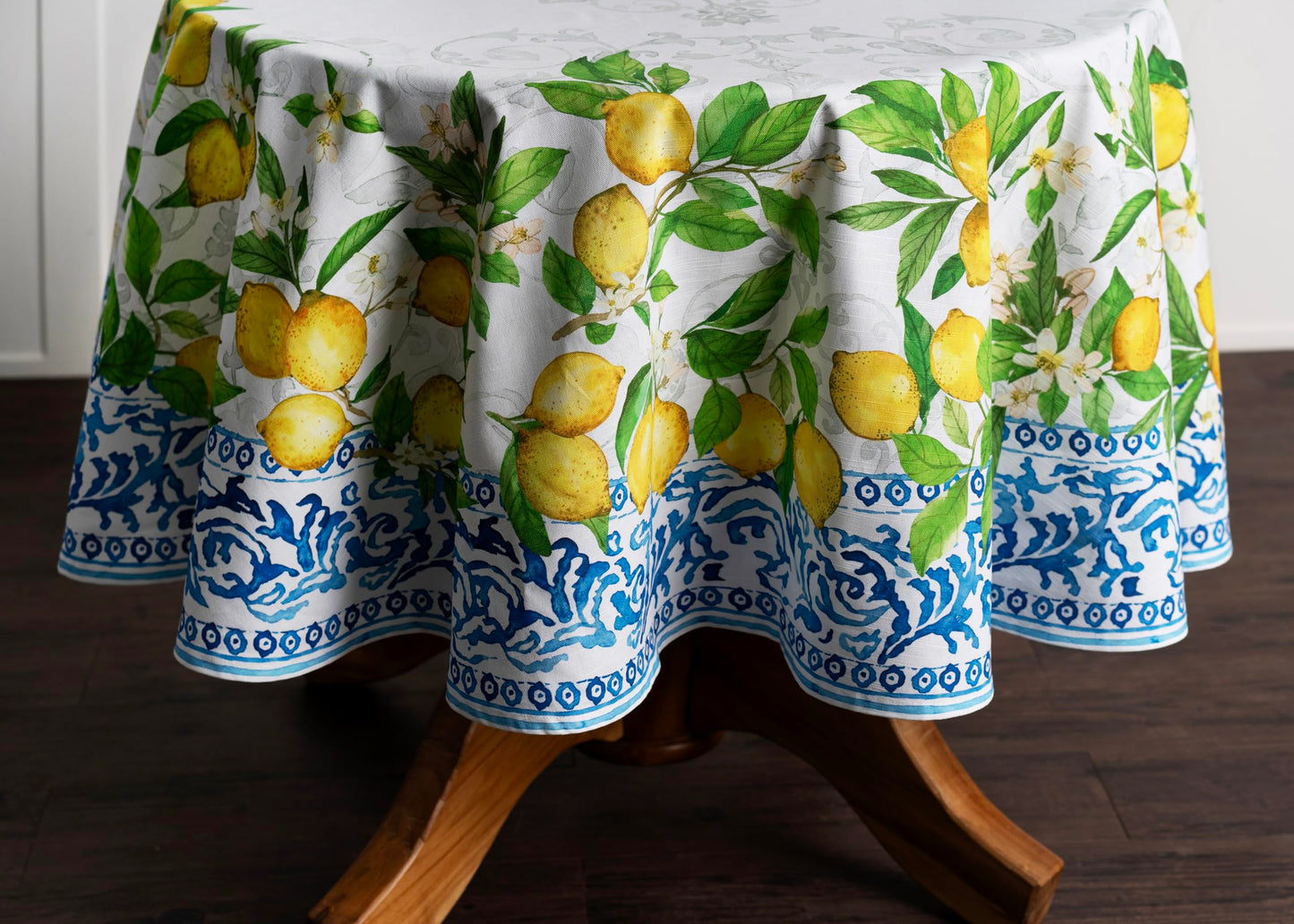 Maison d' Hermine Table Cloth Round Table 100% Cotton 69 Round Inches Tablecloth Reusable Decorative for Dining Kitchen Room Farmhouse Home Gifts for Mothers Day Spring Summer - Cedrat