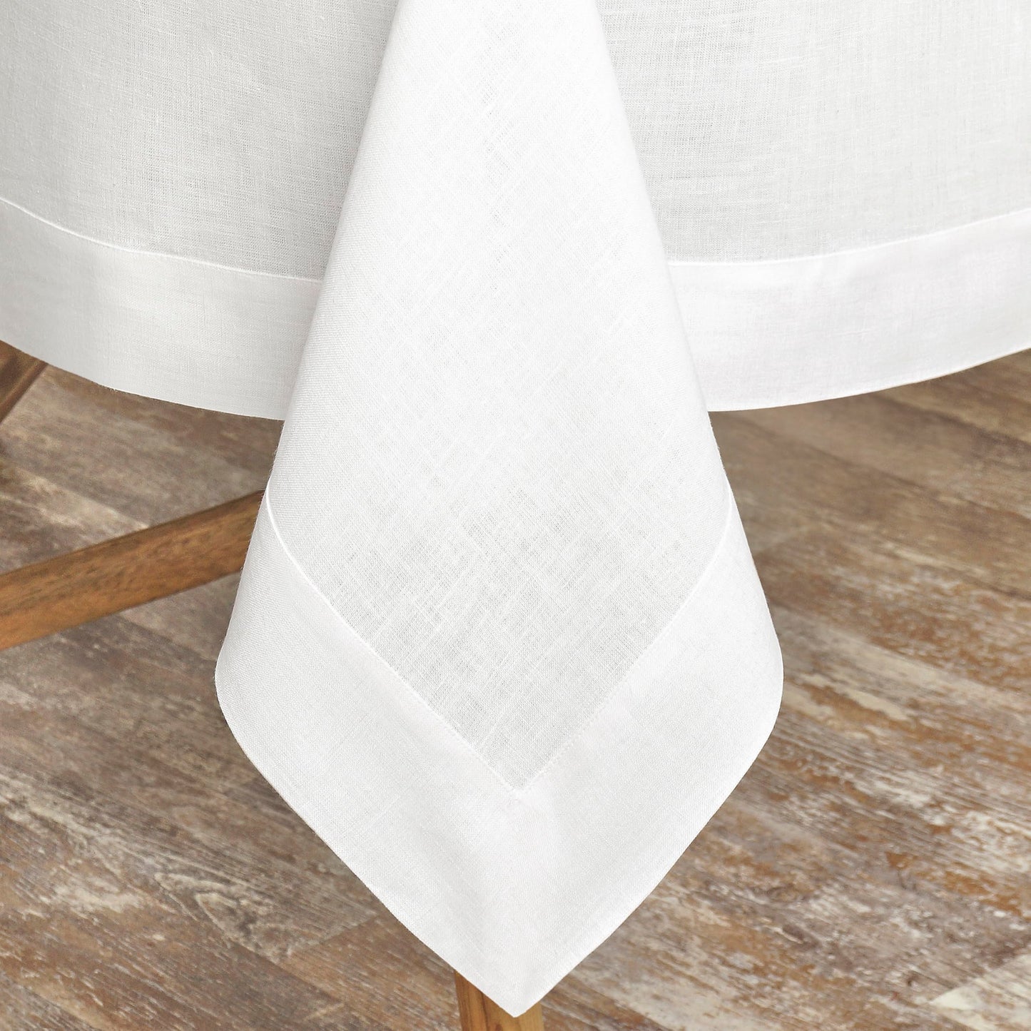 D'Moksha Homes White Linen Tablecloth 60 x 156 Inch - 100% Pure Linen Tablecloth for Rectangle Tables - Machine Washable Table Cloth for Mothers Day, Spring