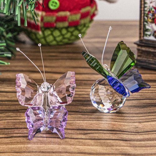 H&D Hyaline & Dora Crystal Butterfly Figurines - Handmade K9 Glass Decor | Perfect Wedding Gifts