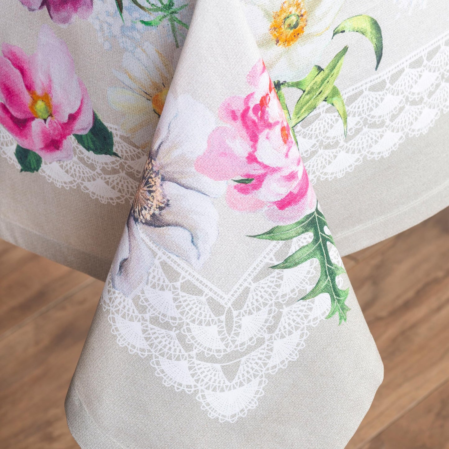 Maison d' Hermine Table Cloth Rectangle Table 100% Cotton 54 x 72 Inches Tablecloth Reusable Decorative for Dining Kitchen Room Farmhouse Home Gifts for Mothers Day Spring Summer - Pivoine