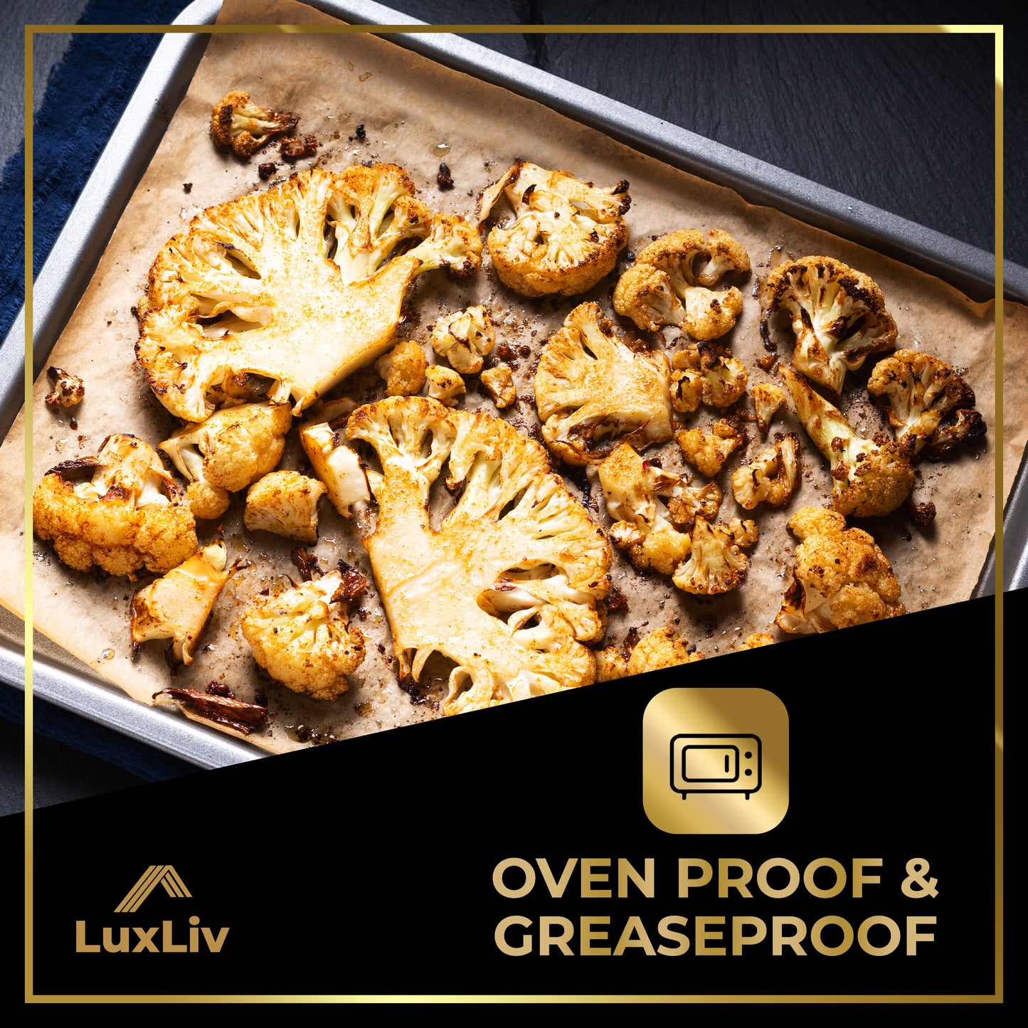 LuxLiv® Unbleached Brown Parchment Paper Roll – Natural Non-Stick Baking Paper, Heavy Duty & Greaseproof, Oven & Air Fryer Safe Baking Roll for Cookies, Bread & Cooking – 30cm x 50m